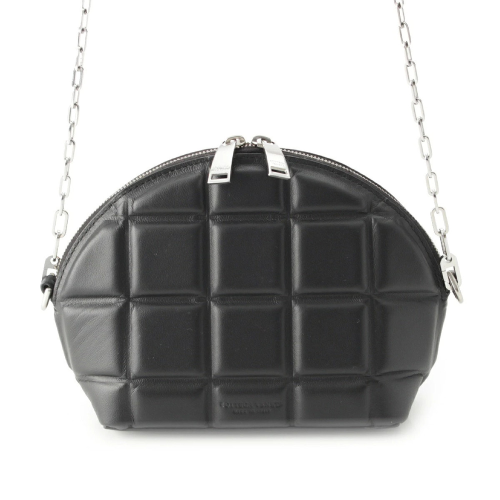 Bottega Veneta Padded Half Moon Chain Shoulder Bag Black